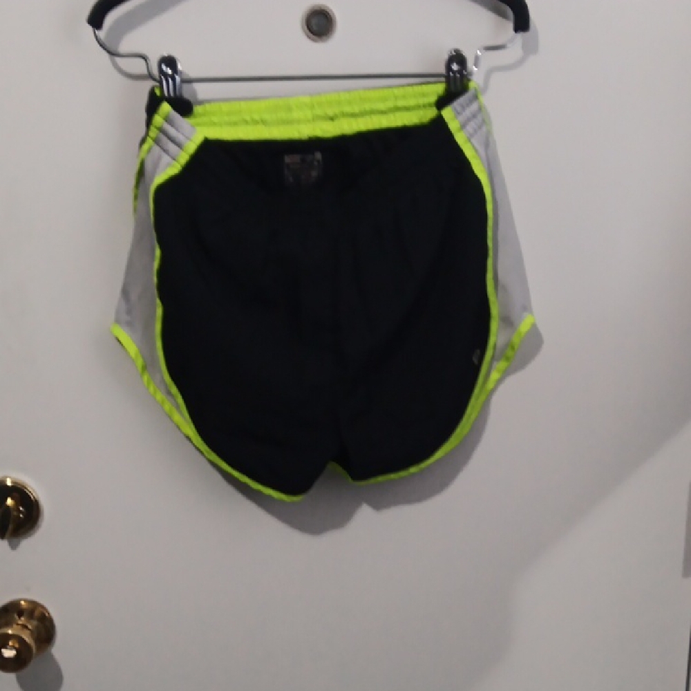 Black and Neon Green Athletic Shorts